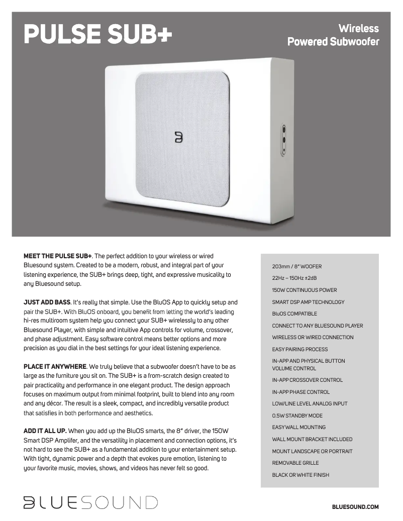 Image de la première page du manuel de l'appareil Pulse Sub+