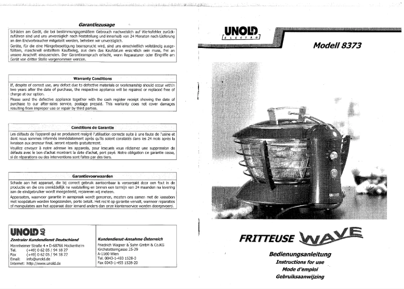 Page 1 de la notice Manuel utilisateur Unold 8373