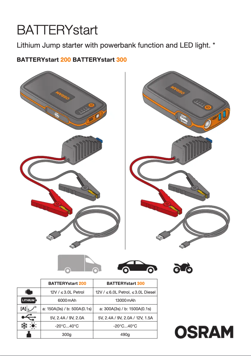 Page 1 de la notice Instructions / montage Osram BATTERYstart 300