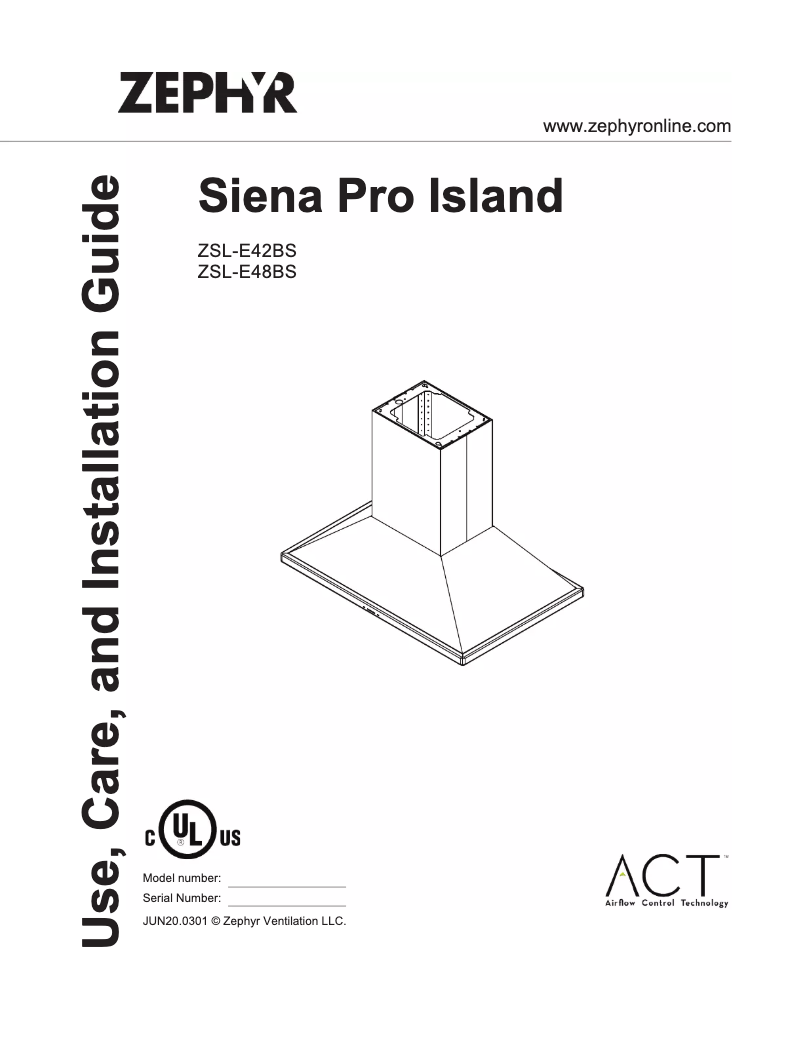 Image de la première page du manuel de l'appareil Siena Pro Island ZSL-E48BS
