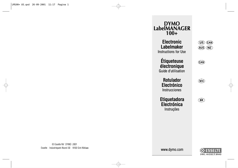 Page n°1 - Manuel utilisateur Dymo LabelManager 100 Plus