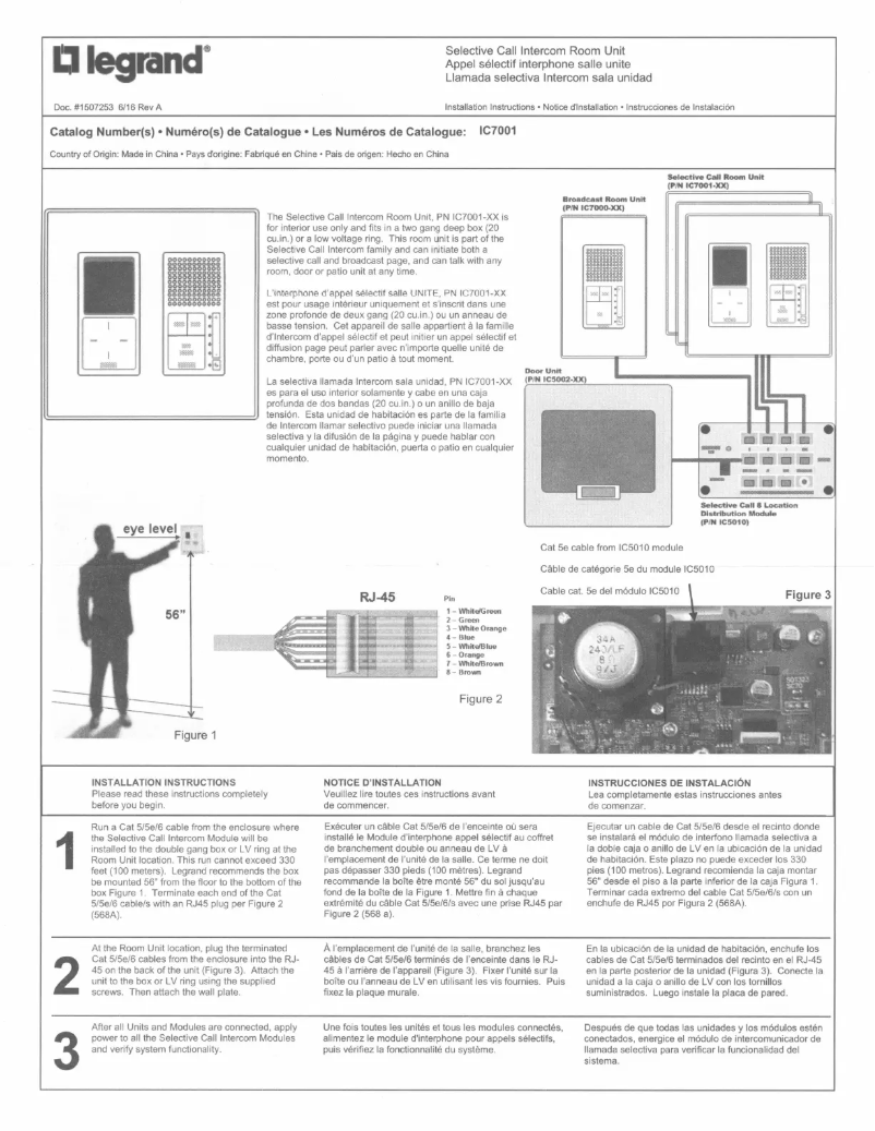 Page n°1 - Manuel utilisateur On-Q IC7001-WH