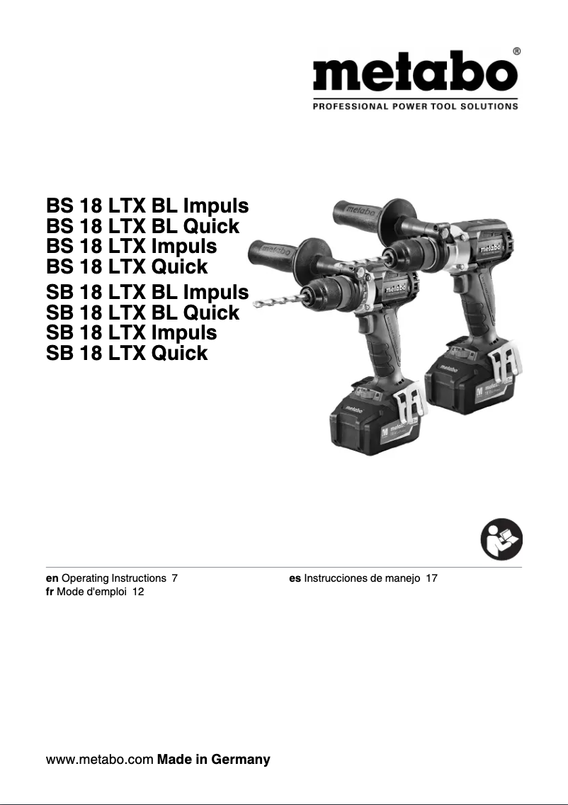 Image de la première page du manuel de l'appareil BS 18 LTX BL Quick