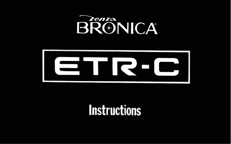 Page 1 de la notice Manuel utilisateur Zenza Bronica ETR-C