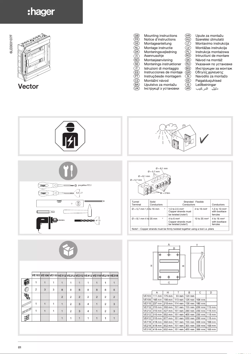 Page n°1 - Manuel utilisateur Hager VE312H