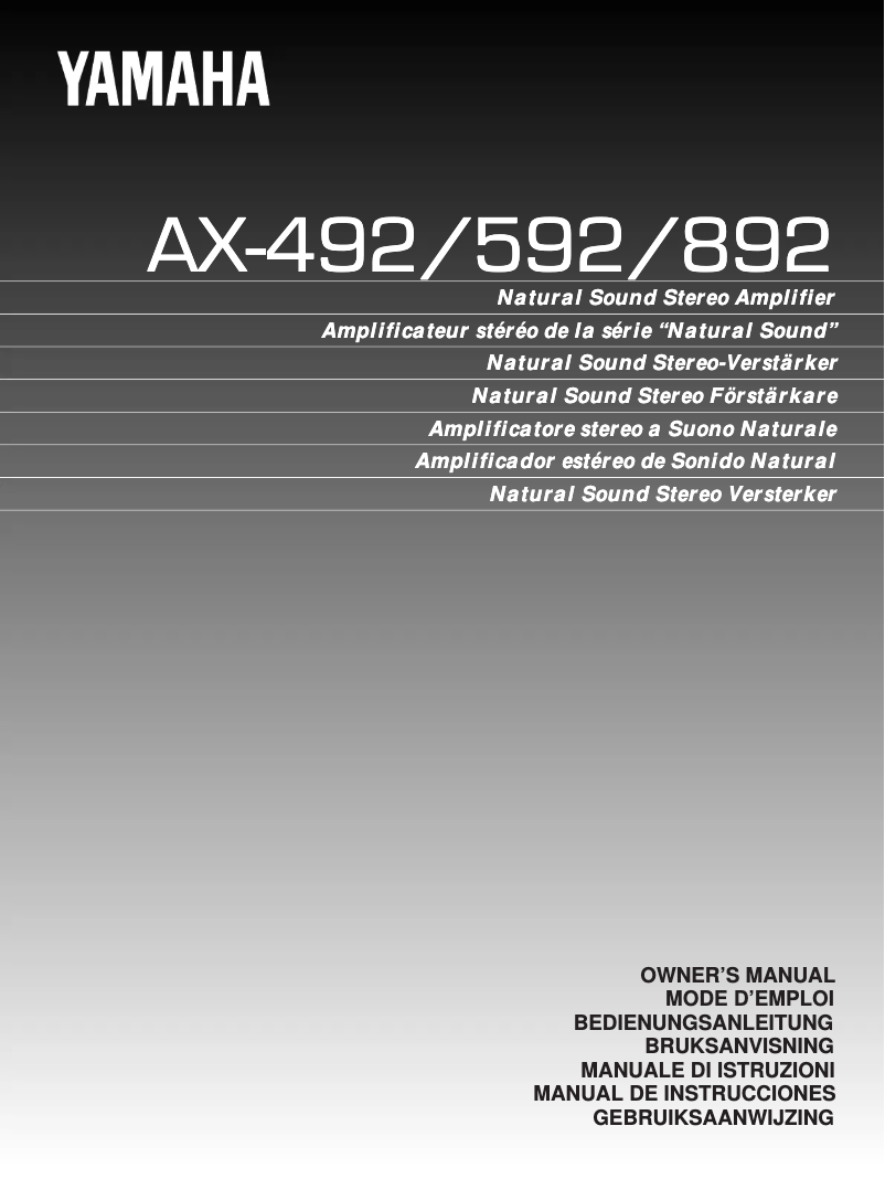 Page n°1 - Manuel utilisateur Yamaha AX-892