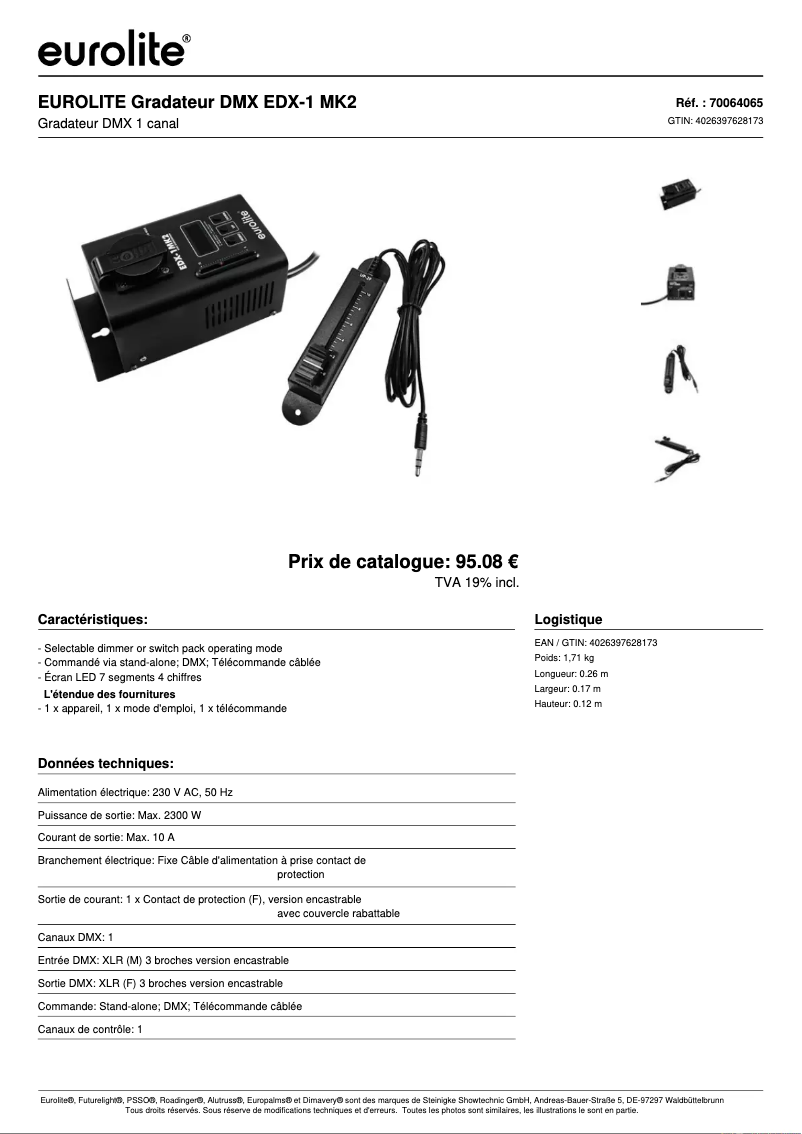 Page n°1 - Fiche technique Eurolite EDX-1 MK2
