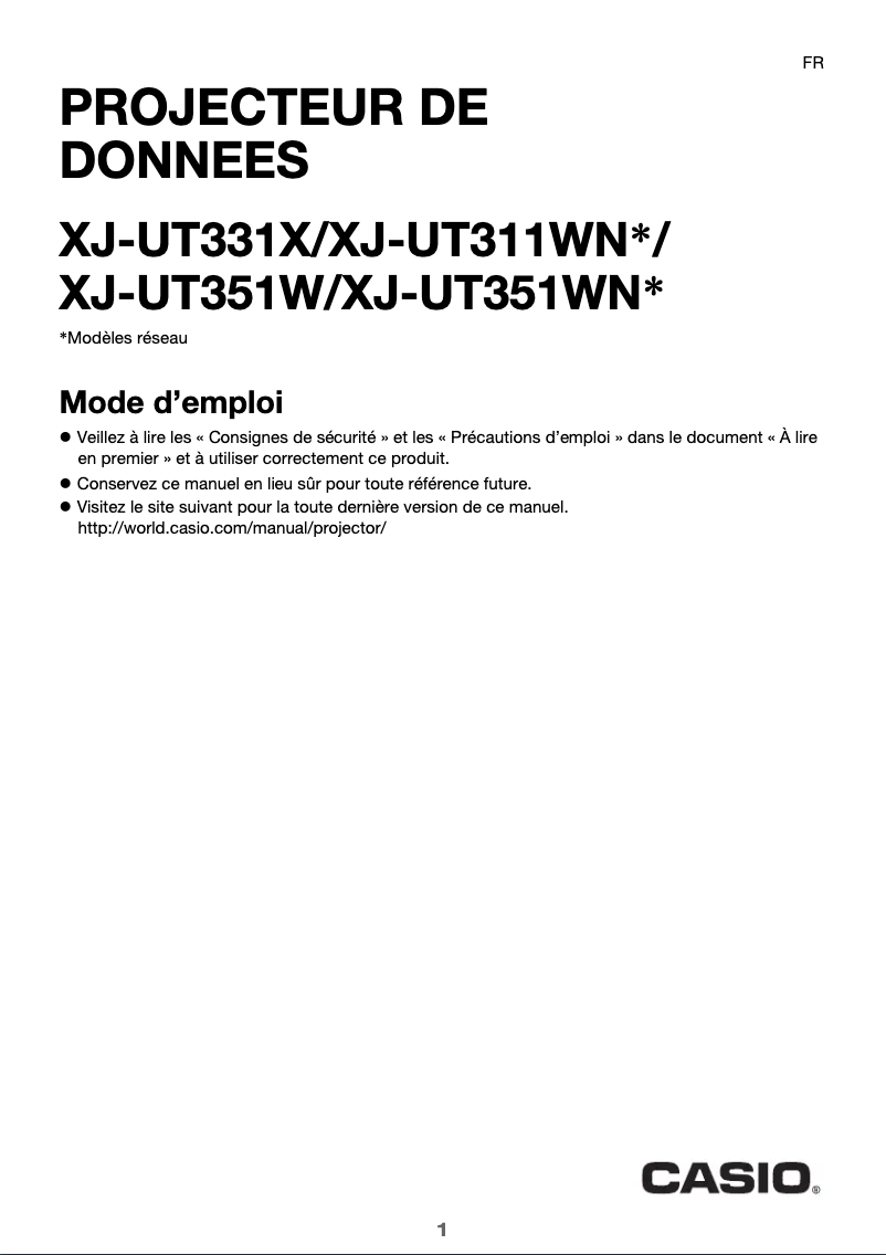 Image de la première page du manuel de l'appareil XJ-UT331X