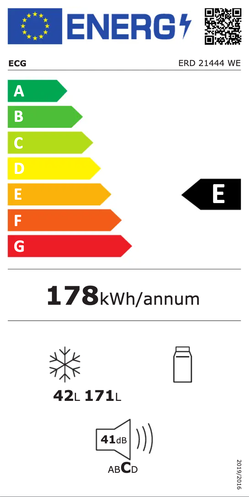 Page 1 of the manual Energy Label ECG ERD 21444 WE