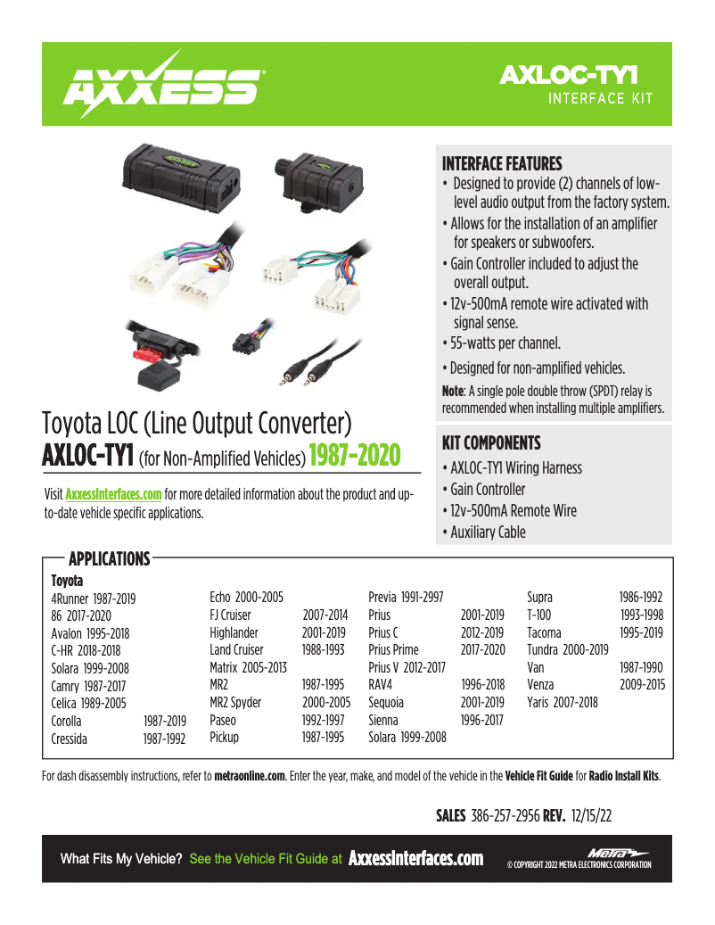 Página 1 del manual Ficha técnica AXESS AXLOC-TY1