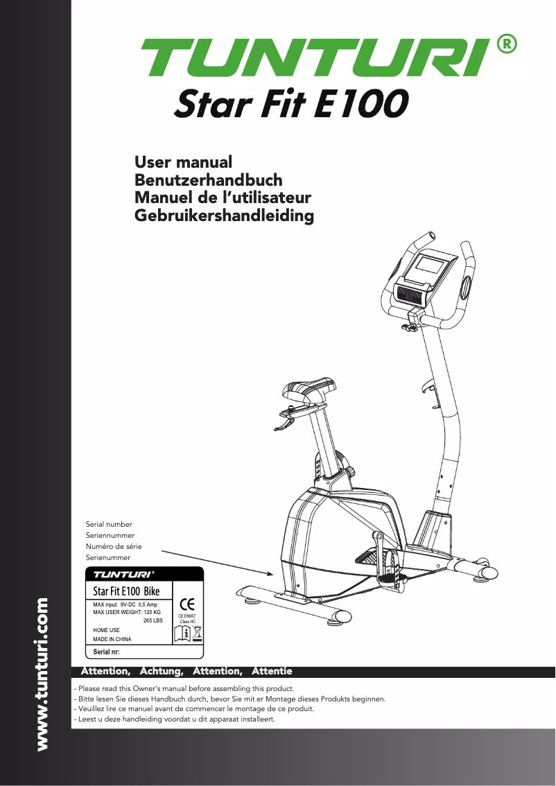 Image de la première page du manuel de l'appareil Star Fit E100 HR i