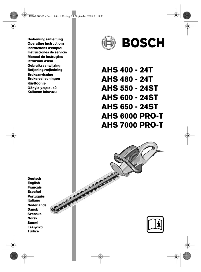 Page n°1 - Manuel utilisateur Bosch AHS 600-24ST