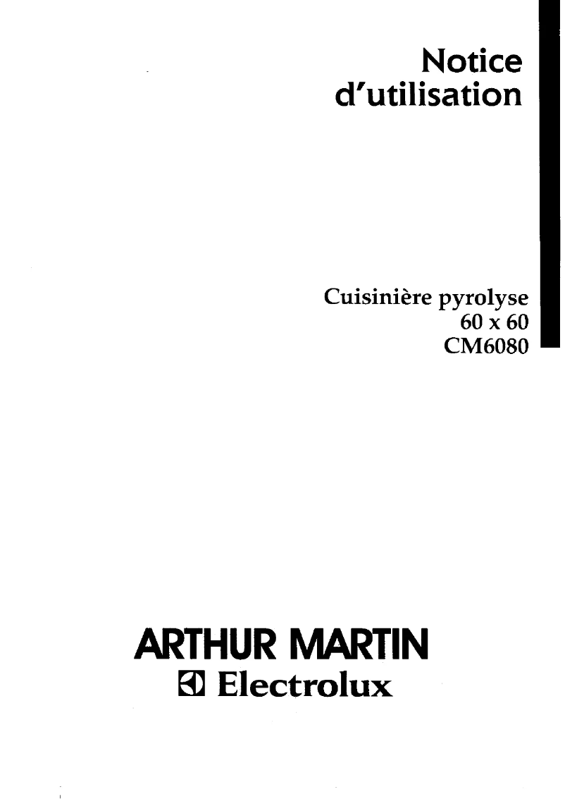 Page 1 de la notice Manuel utilisateur Arthur Martin-Electrolux CM6080W1