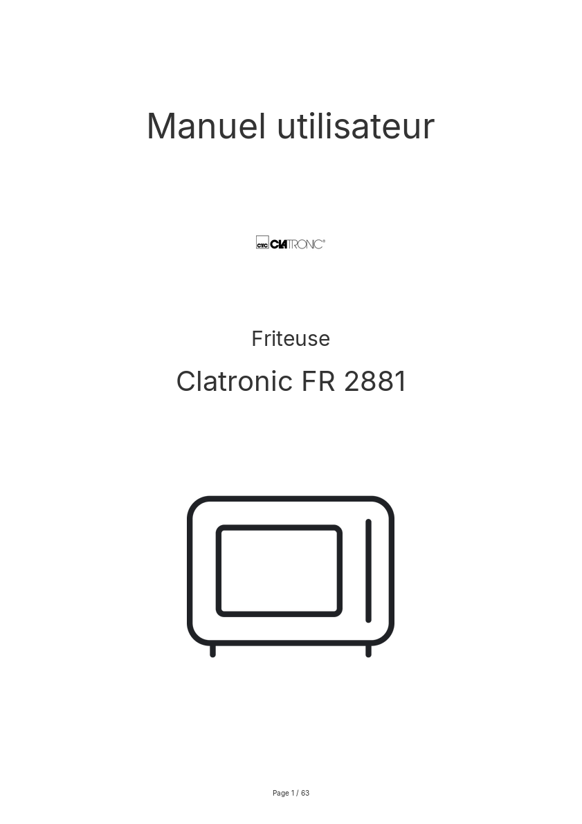 Image de la première page du manuel de l'appareil FR 2881