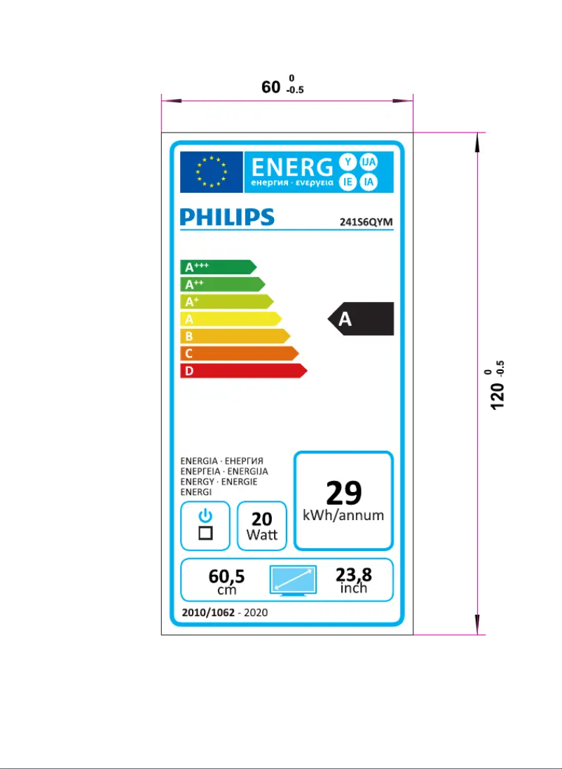 Página 1 del manual Etiqueta energética Philips Brilliance 241S6QYMB