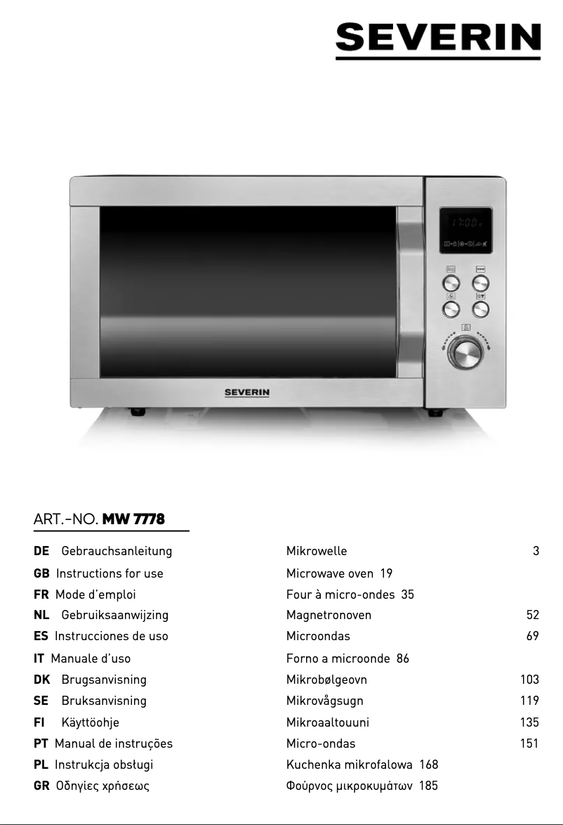 Image de la première page du manuel de l'appareil MW 7778