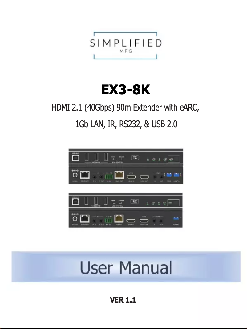 Page 1 de la notice Manuel utilisateur Simplified MFG EX3-8K