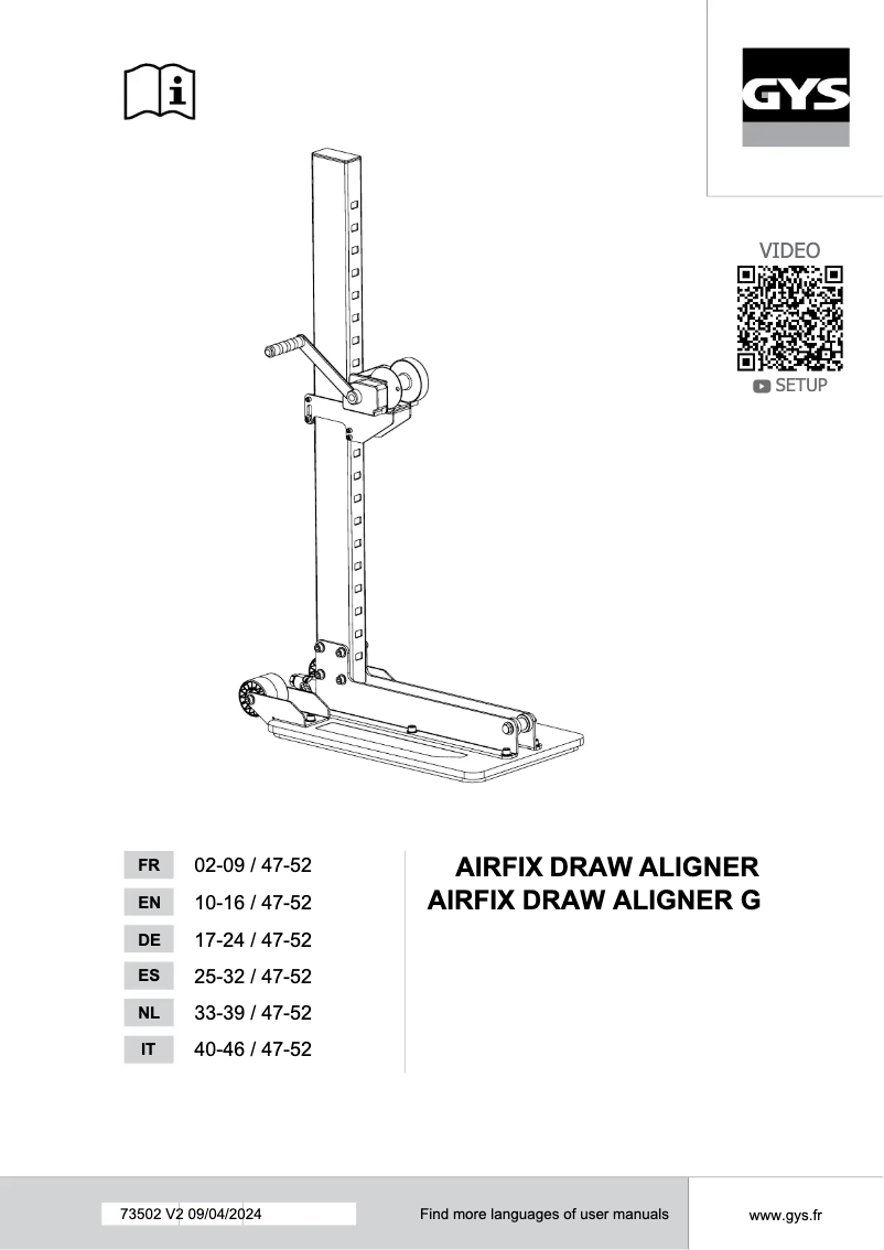 Page n°1 - Manuel utilisateur GYS Airfix Draw Aligner