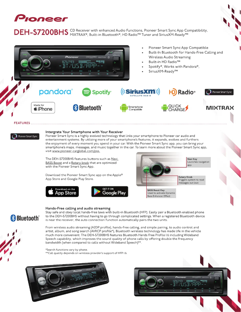 Page n°1 - Brochure Pioneer DEH-S7200BHS