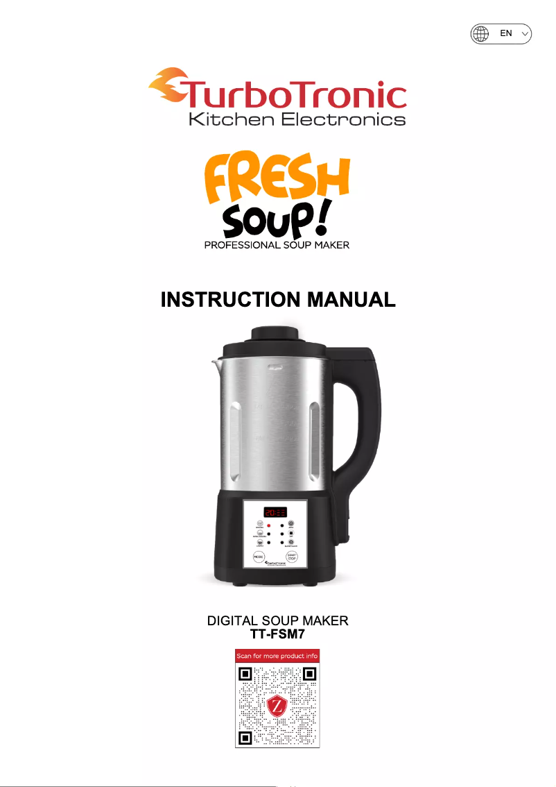 Page 1 de la notice Manuel utilisateur TurboTronic Fresh Soup TT-FSM7