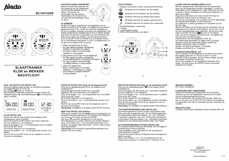 Page n°1 - Manuel utilisateur Alecto BC100TIGER