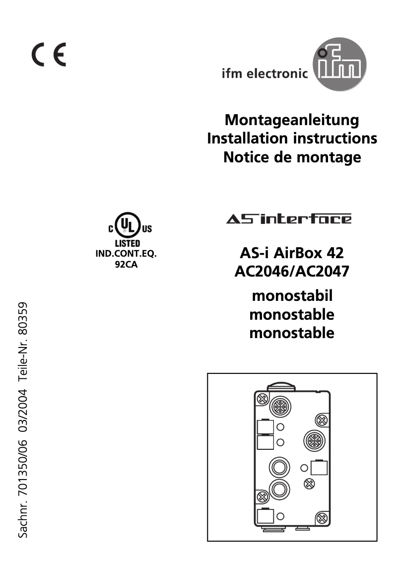 Page n°1 - Manuel utilisateur IFM AC2047