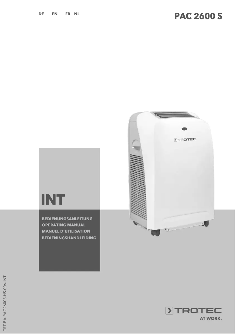 Page 1 de la notice Manuel utilisateur Trotec PAC 2600 S