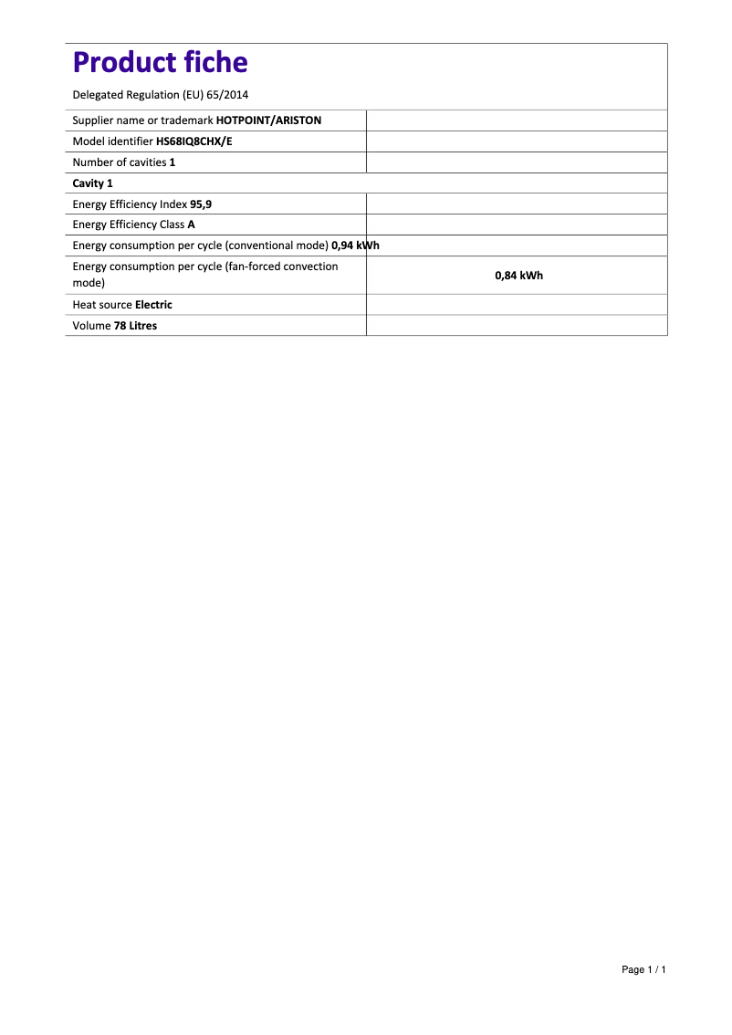 Page n°1 - Manuel utilisateur Hotpoint HS68IQ8CHX