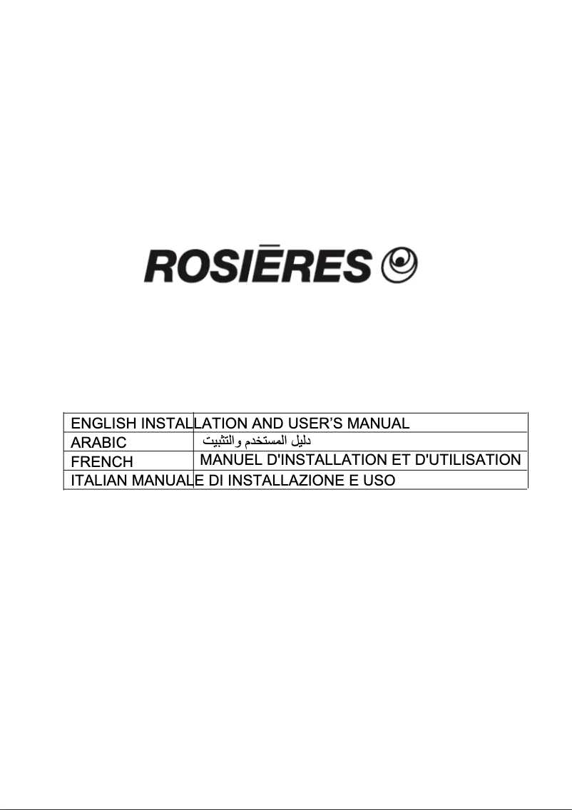 Page n°1 - Manuel utilisateur Rosieres RHC 224/1 PN
