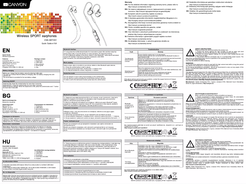Page n°1 - Manuel utilisateur Canyon CNS-SBTHS1