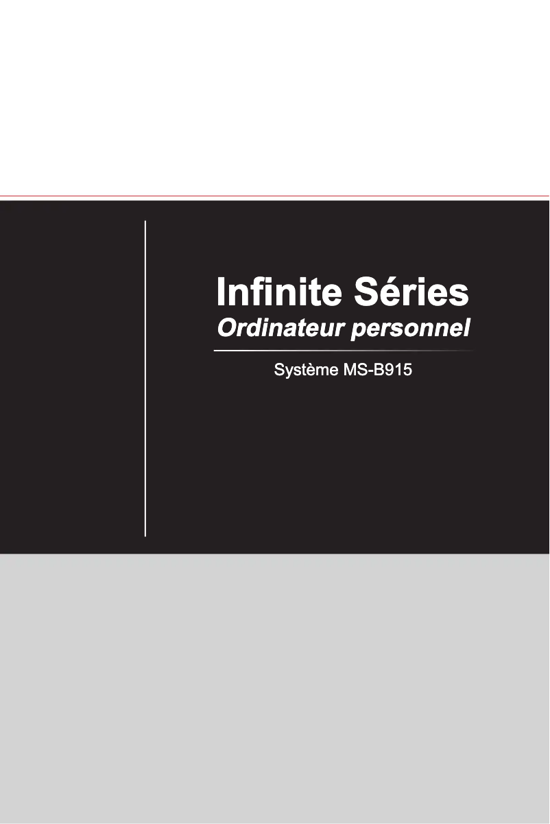 Image de la première page du manuel de l'appareil Infinite A MS-B915