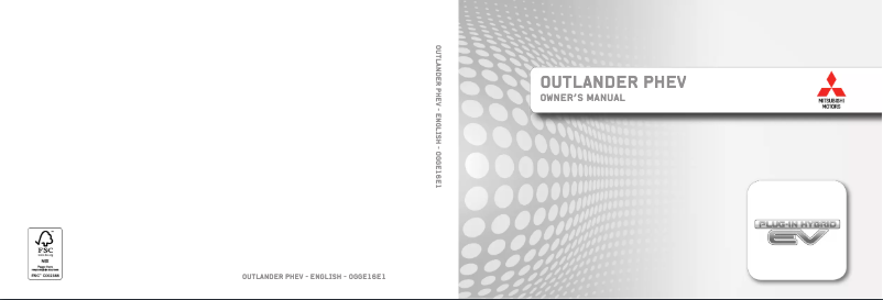 Image de la première page du manuel de l'appareil Outlander PHEV (2016)