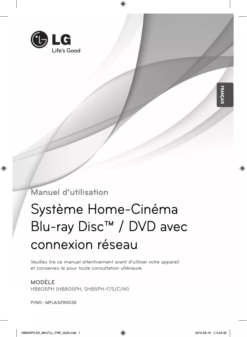 Image de la première page du manuel de l'appareil HB805PH