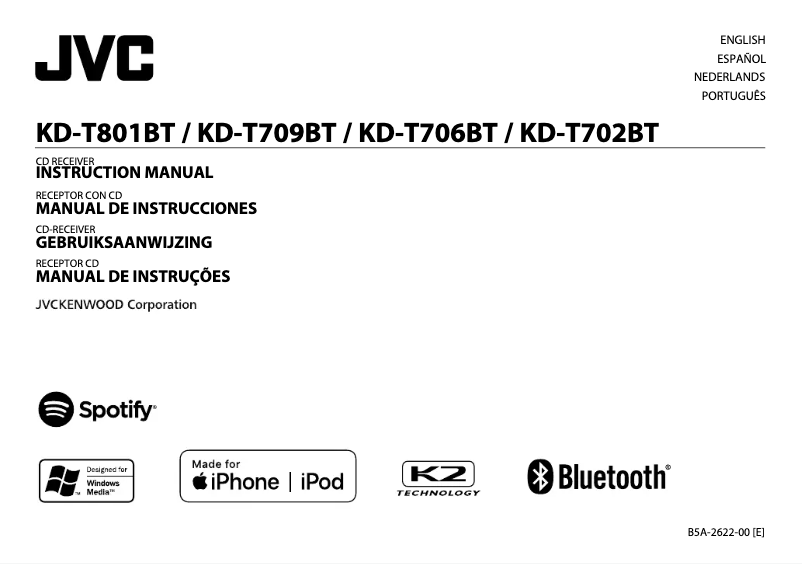 Image de la première page du manuel de l'appareil KD-T709BT