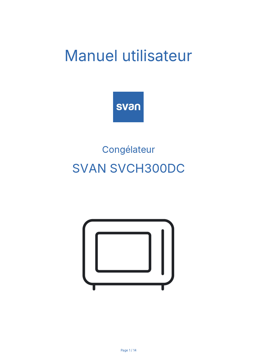Page n°1 - Manuel utilisateur SVAN SVCH300DC