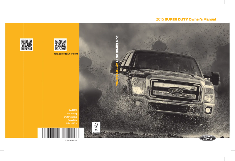Image de la première page du manuel de l'appareil Super Duty (2016)