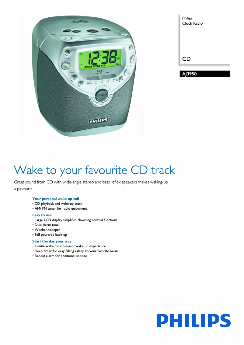 Page 1 de la notice Fiche technique Philips AJ3950