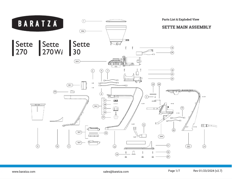 Page n°1 - Fiche technique Baratza Sette 270