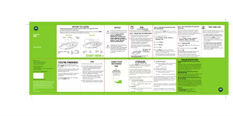 Page n°1 - Manuel utilisateur Motorola T505