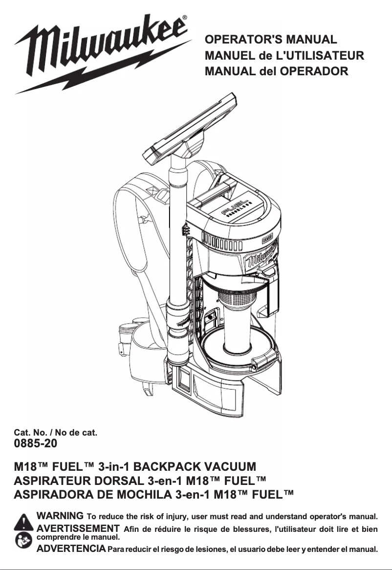 Page n°1 - Manuel utilisateur Milwaukee 0885-20