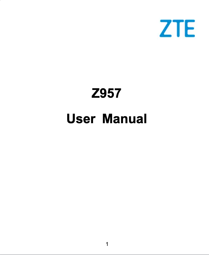 Page 1 de la notice Manuel utilisateur ZTE Z957