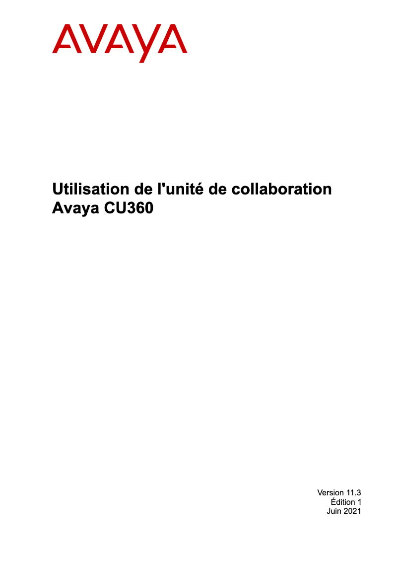 Page 1 de la notice Manuel utilisateur Avaya CU360