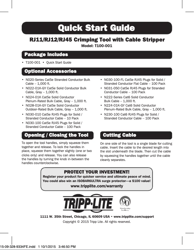 Página 1 del manual Manual de usuario Tripp Lite T100-001