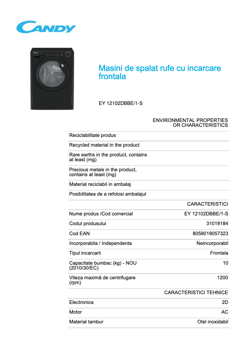 Image de la première page du manuel de l'appareil EY 12102DBBE/1-S