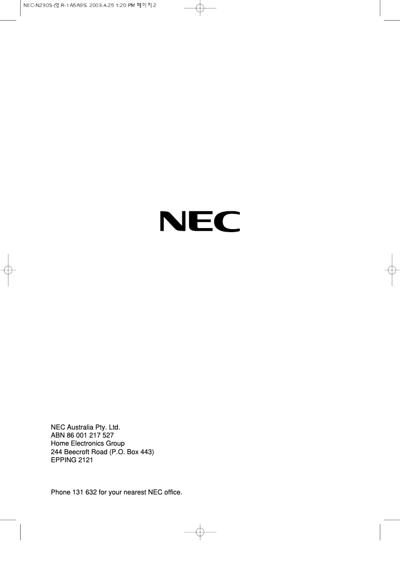 Página 1 del manual Manual de usuario NEC N230S