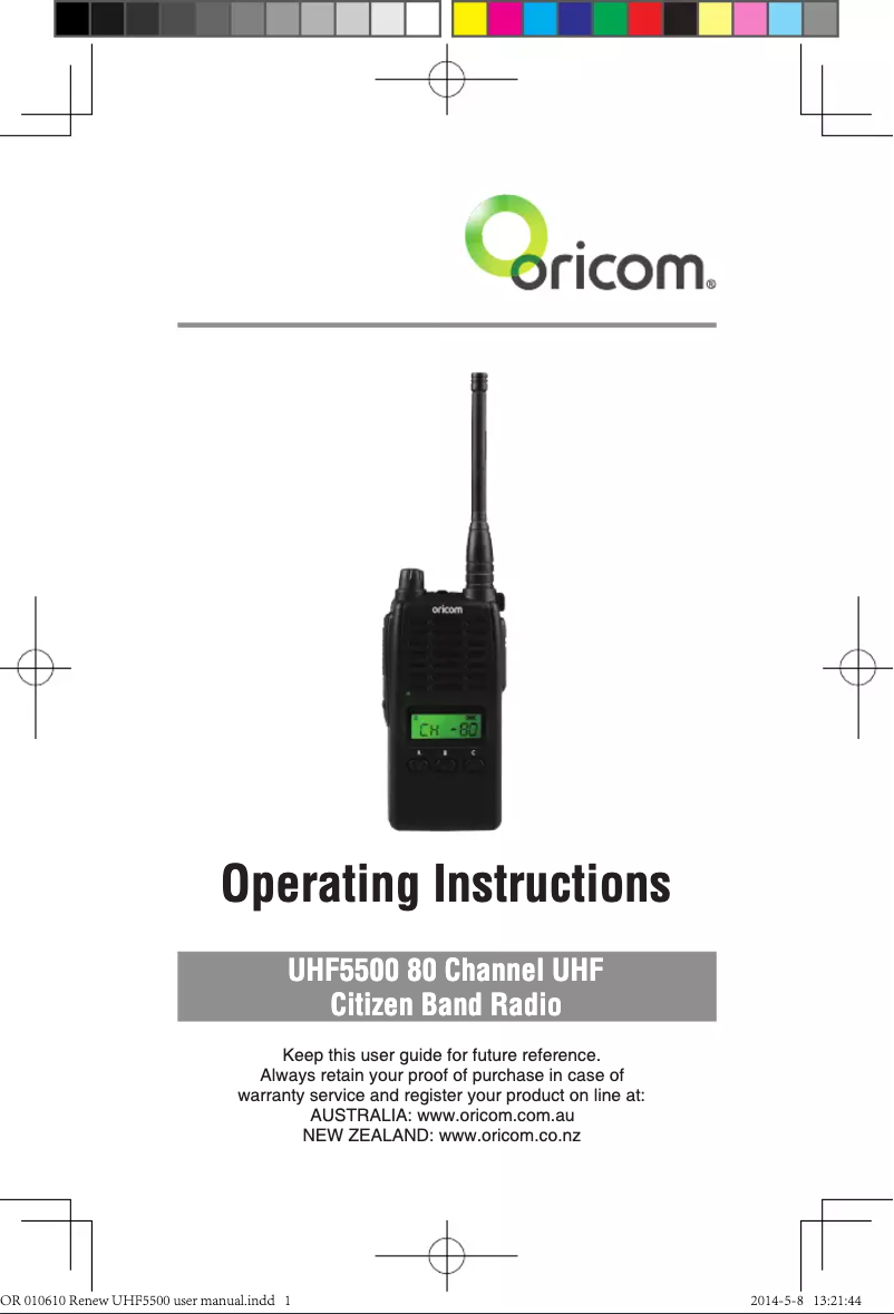 Page n°1 - Manuel utilisateur Oricom UHF5500