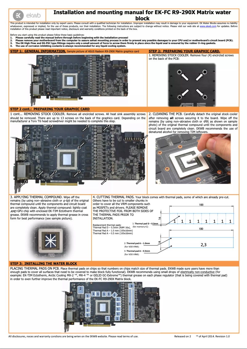 Page 1 de la notice Manuel utilisateur EK Water Blocks 3831109869109 3831109869109