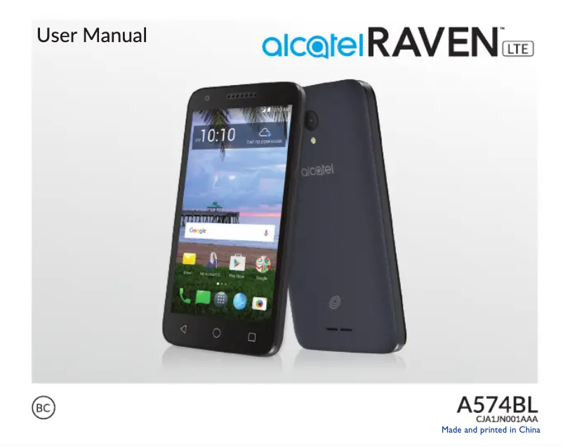 Page 1 de la notice Manuel utilisateur Alcatel Raven
