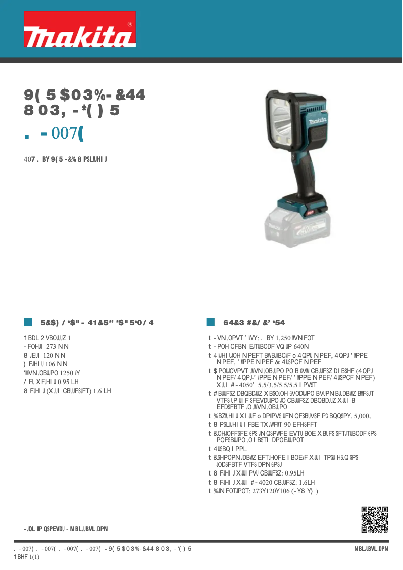 Page 1 de la notice Fiche technique Makita ML007G