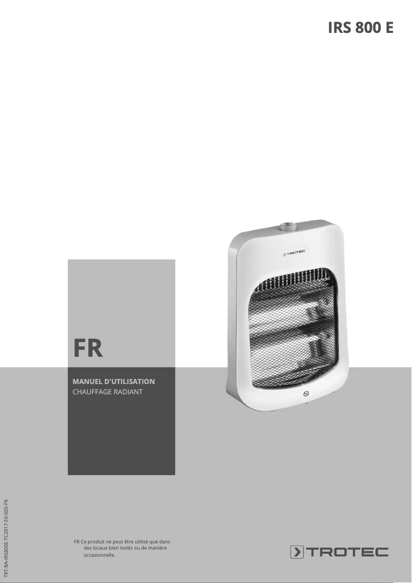 Image de la première page du manuel de l'appareil IRS 800 E